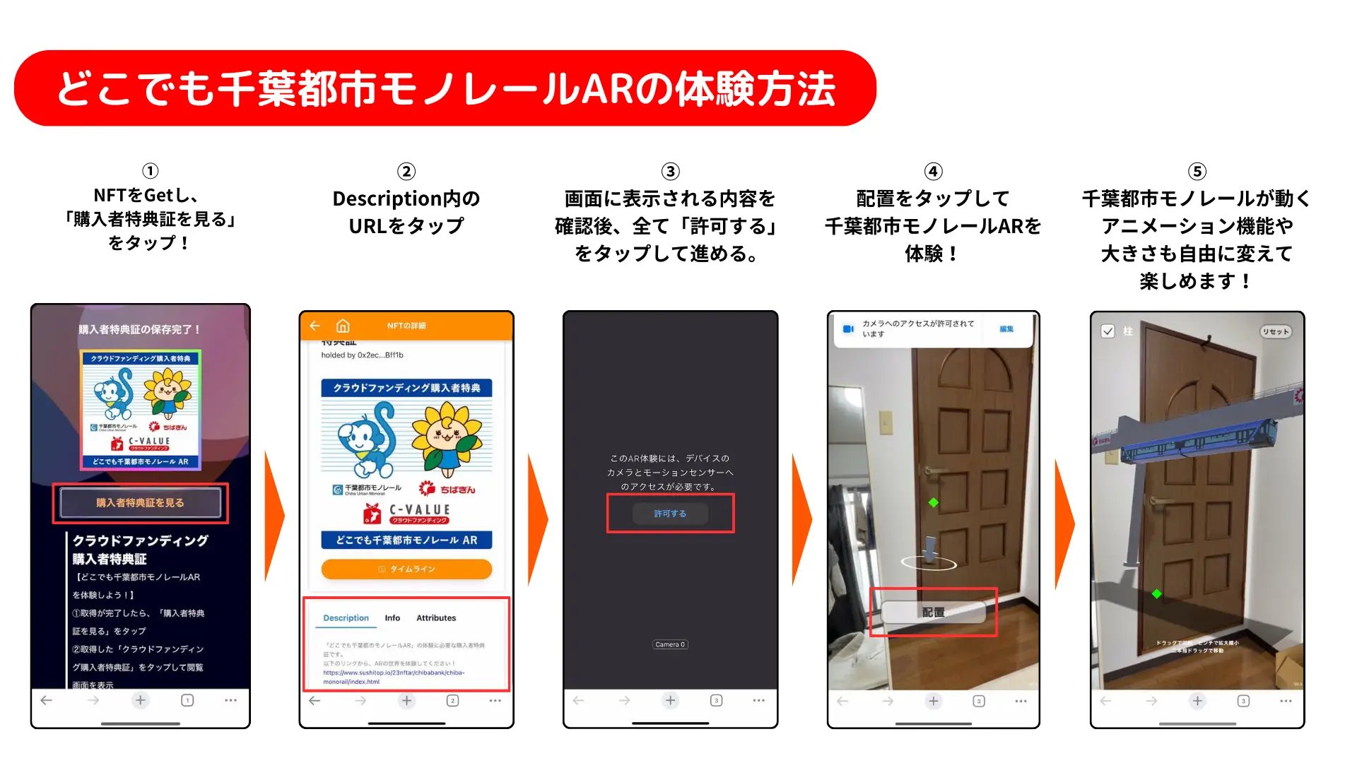 どこでも千葉都市モノレールAR体験方法